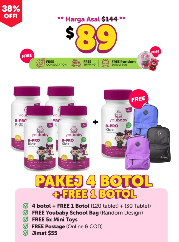 BPRO30 4 Botol Free 1 Botol + 1 SchoolBag